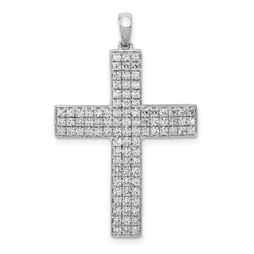 14K White Gold 1 Carat Lab Grown Diamond VS SI+ G+ Complete Latin Cross Pendant