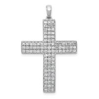 14K White Gold 1 Carat Lab Grown Diamond VS SI+ G+ Complete Latin Cross Pendant view 1