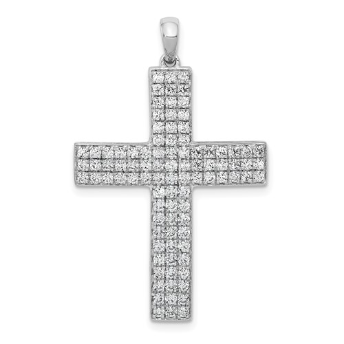 14K White Gold 1 Carat Lab Grown Diamond VS SI+ G+ Complete Latin Cross Pendant