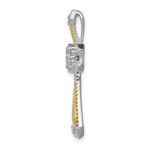 14k Two-Tone 1/3 carat Diamond Cross Chain Slide
