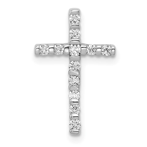 14K White Gold 0.25 Carat Lab Grown Diamond VS SI+ G+ Complete Cross Chain Slide Pendant