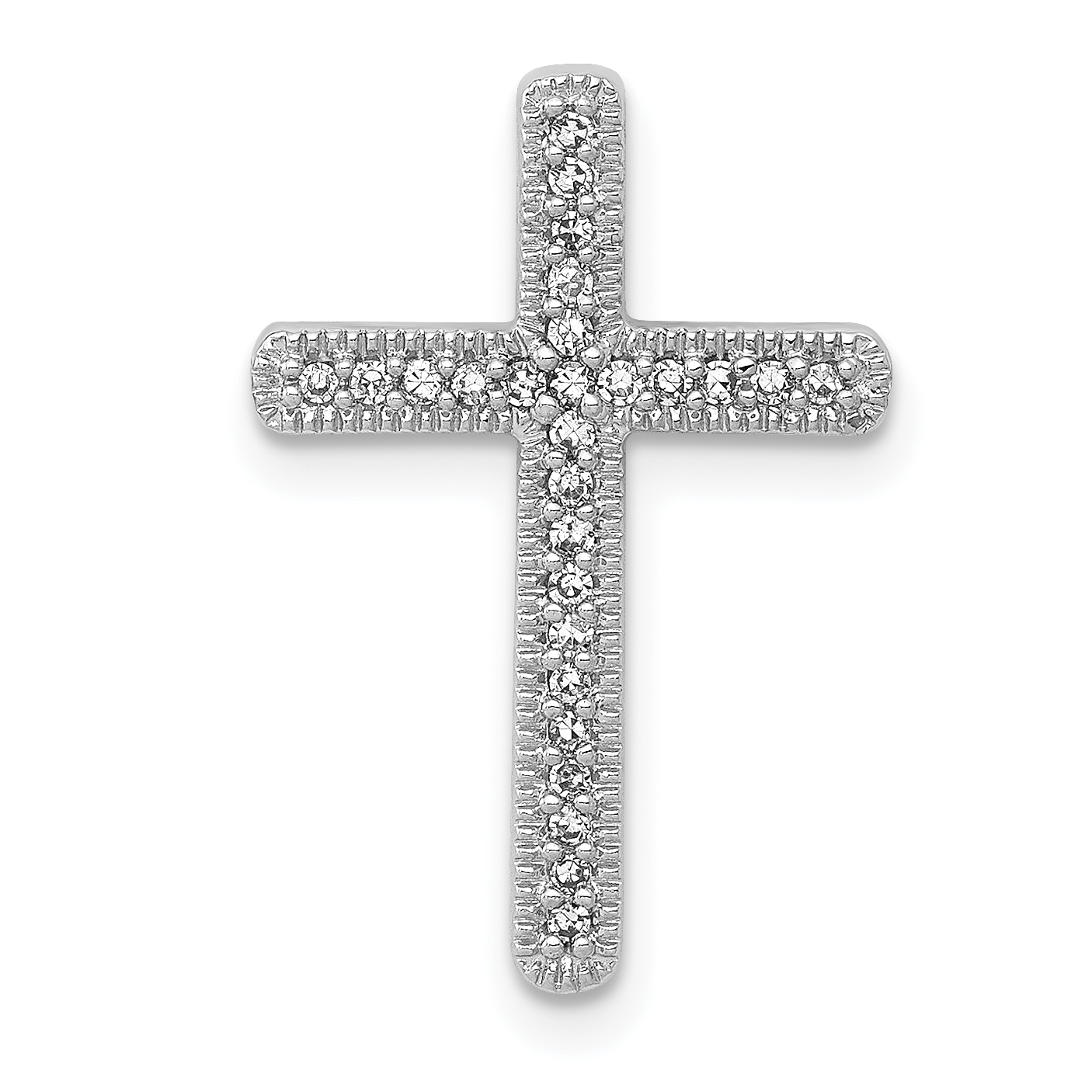 14k White Gold 1/10ct. Diamond Cross Chain Slide (PM5103-010-WA)