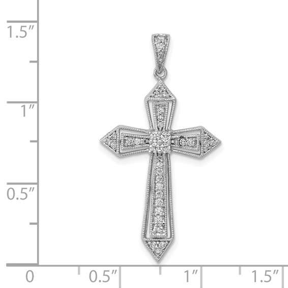 14k White Gold 1/3 carat Diamond Passion Cross Pendant