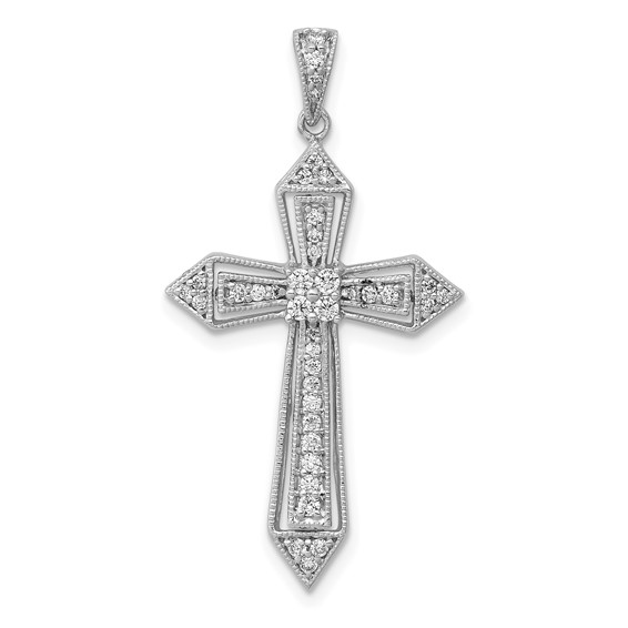 14k White Gold 1/3 carat Diamond Passion Cross Pendant