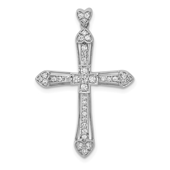 14k White Gold 1/3 carat Diamond Cross Pendant