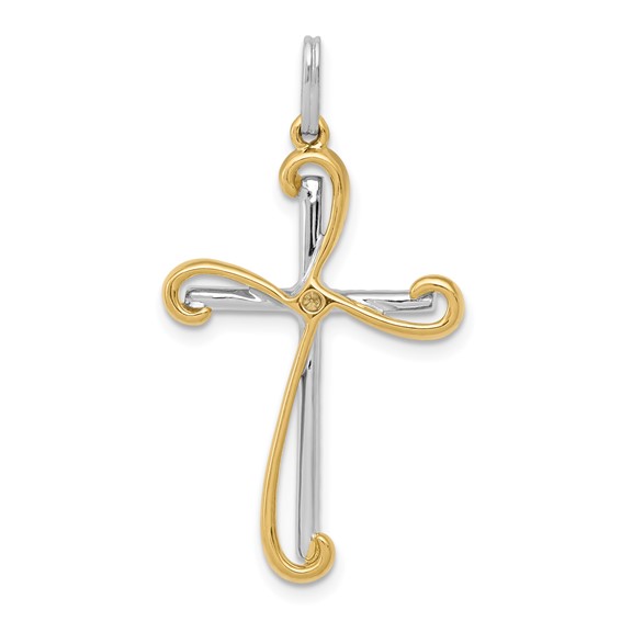 14k Two-tone 1/6 carat Diamond Cross Pendant