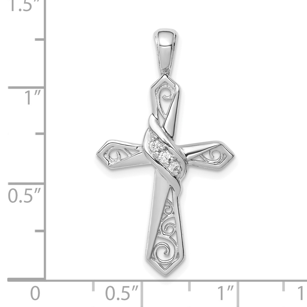10K White Gold 1/20ct. Diamond Cross Pendant (PM5108-005-1WA)