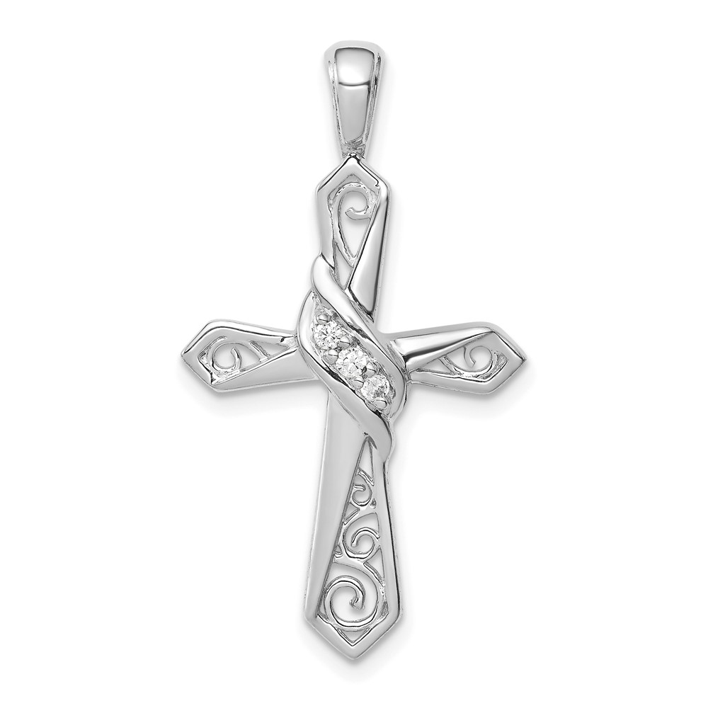 10K White Gold 1/20ct. Diamond Cross Pendant (PM5108-005-1WA)