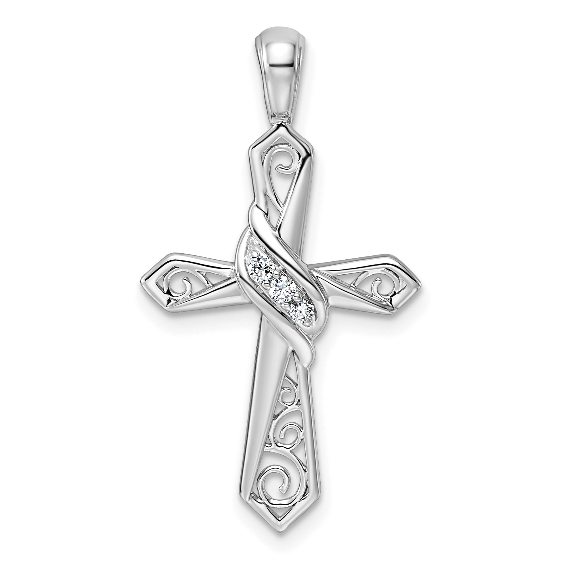 10K White Gold 1/20ct. Diamond Cross Pendant (PM5108-005-1WA)