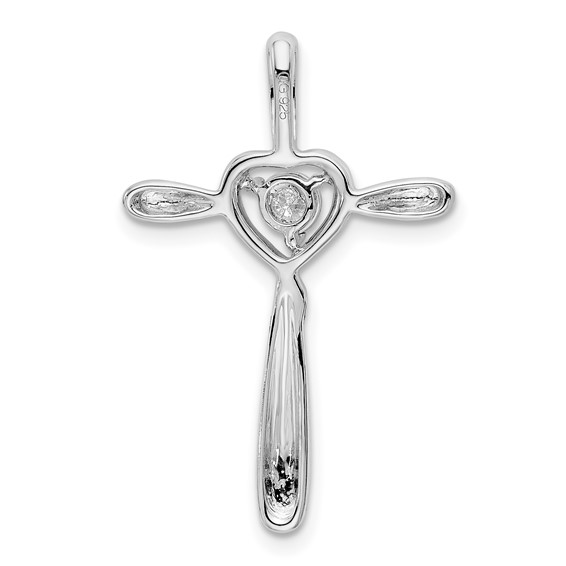 14k White Gold Diamond Heart Omega Slide Pendant