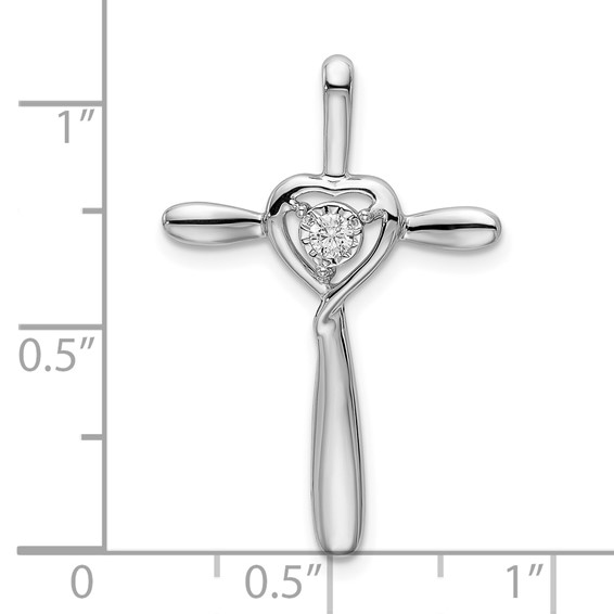 14k White Gold Diamond Heart Omega Slide Pendant