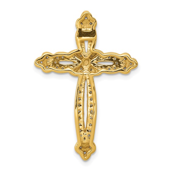 14k 1/4 carat Diamond Budded Cross Chain Slide