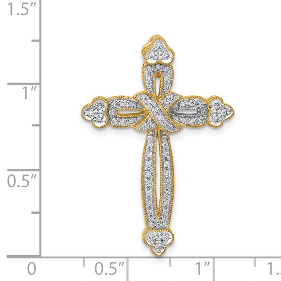 14k 1/4 carat Diamond Budded Cross Chain Slide