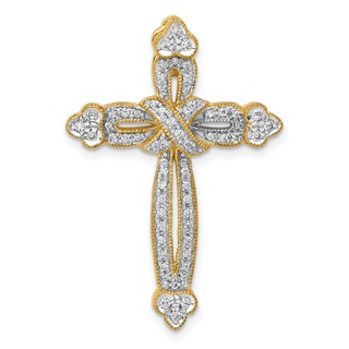 14k 1/4 carat Diamond Budded Cross Chain Slide