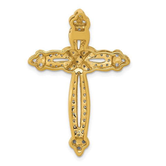 14k 5/8 carat Diamond Budded Cross Chain Slide