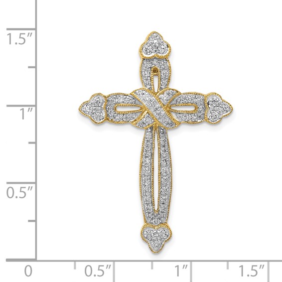 14k 5/8 carat Diamond Budded Cross Chain Slide