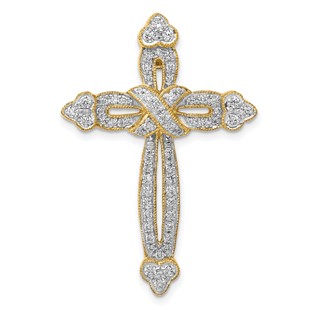 14k 5/8 carat Diamond Budded Cross Chain Slide