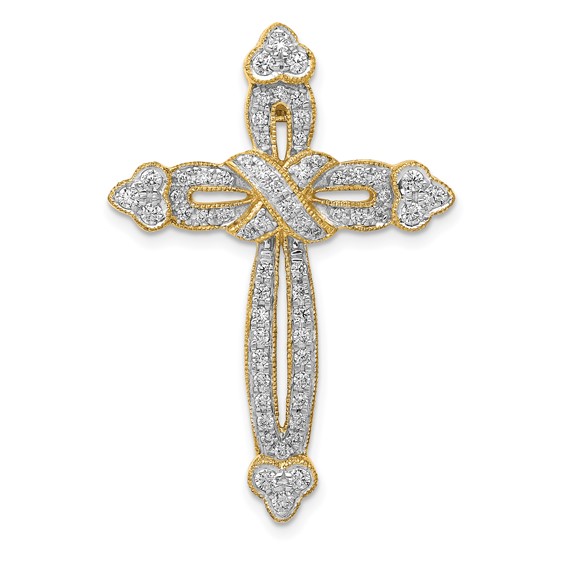 14k 5/8 carat Diamond Budded Cross Chain Slide