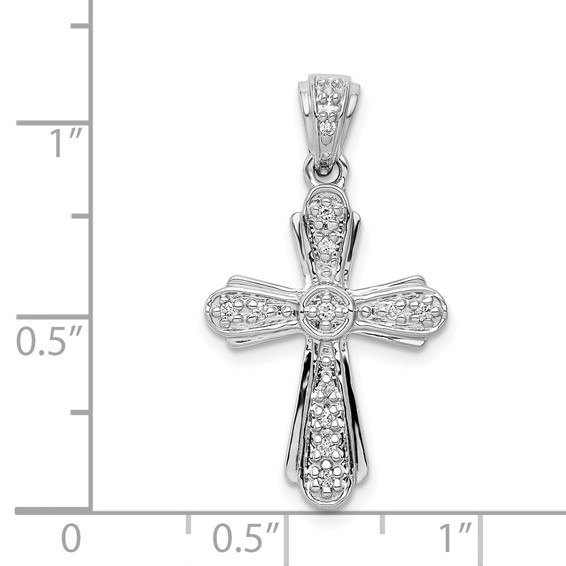 14k White Gold 1/10 carat Diamond Cross Pendant