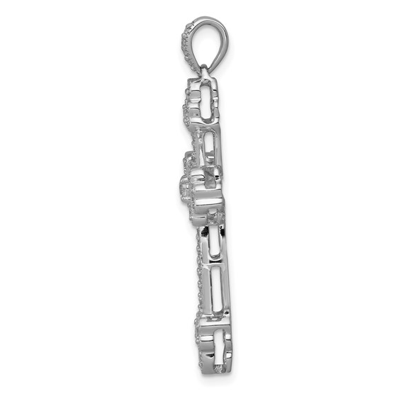 14k White Gold 3/8 carat Diamond Budded Cross Pendant