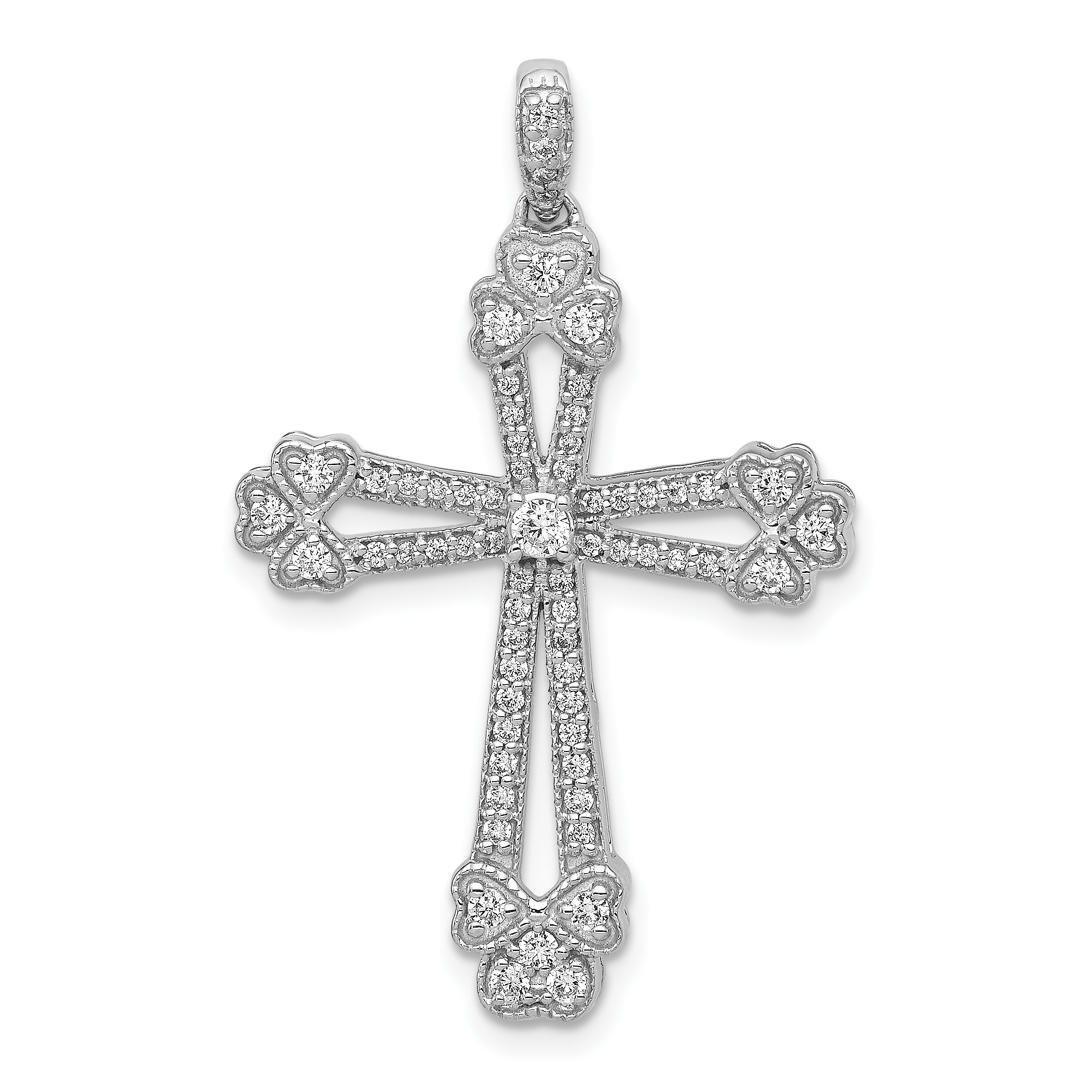 14k White Gold 3/8ct. Diamond Budded Cross Pendant (PM5121-040-WA)