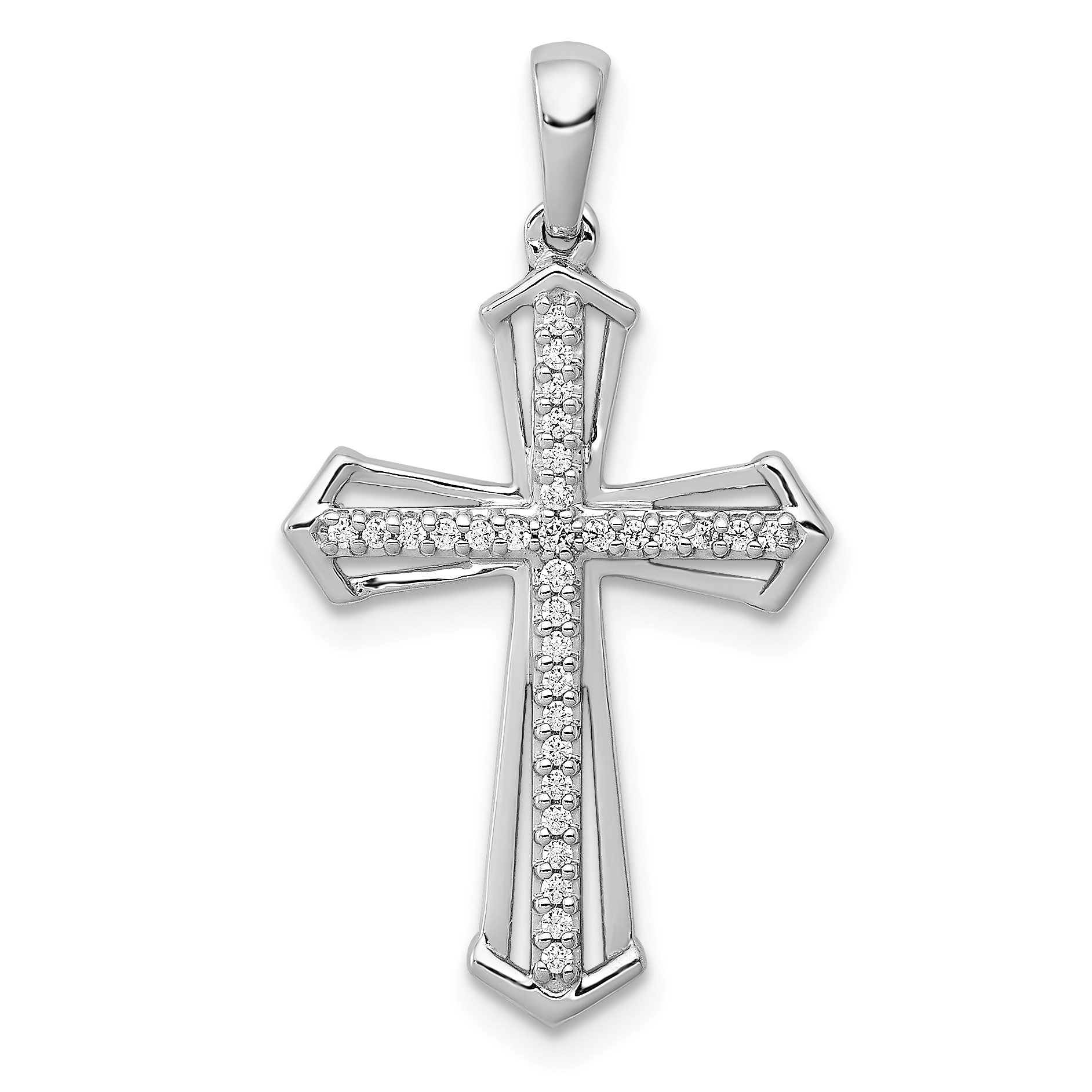 10K White Gold 1/8ct. Diamond Passion Cross Pendant (PM5123-013-1WA)