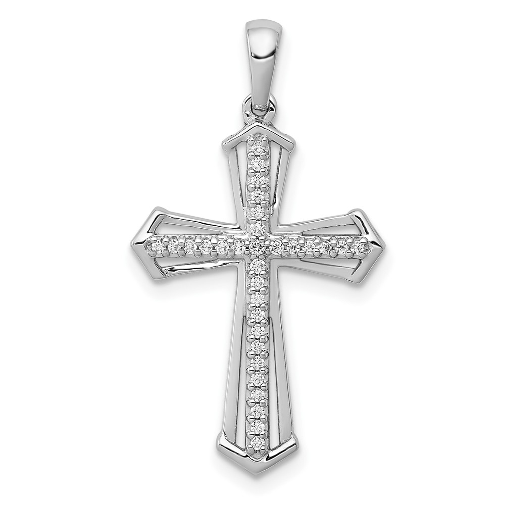 10K White Gold 1/8ct. Diamond Passion Cross Pendant (PM5123-013-1WA)