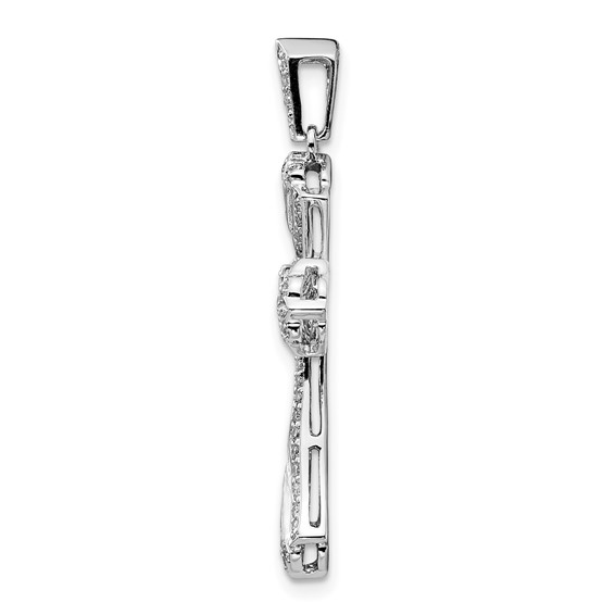 14k White Gold 1/3 carat Diamond Fancy Cross Pendant