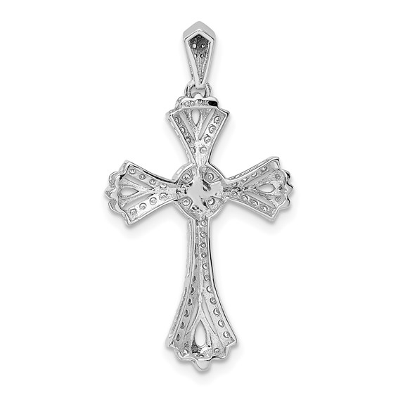 14k White Gold 1/3 carat Diamond Fancy Cross Pendant