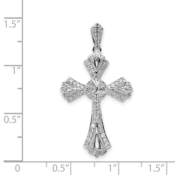 14k White Gold 1/3 carat Diamond Fancy Cross Pendant