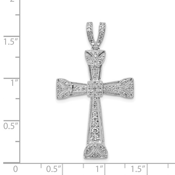 14k White Gold 3/8 carat Diamond Filigree Cross Pendant