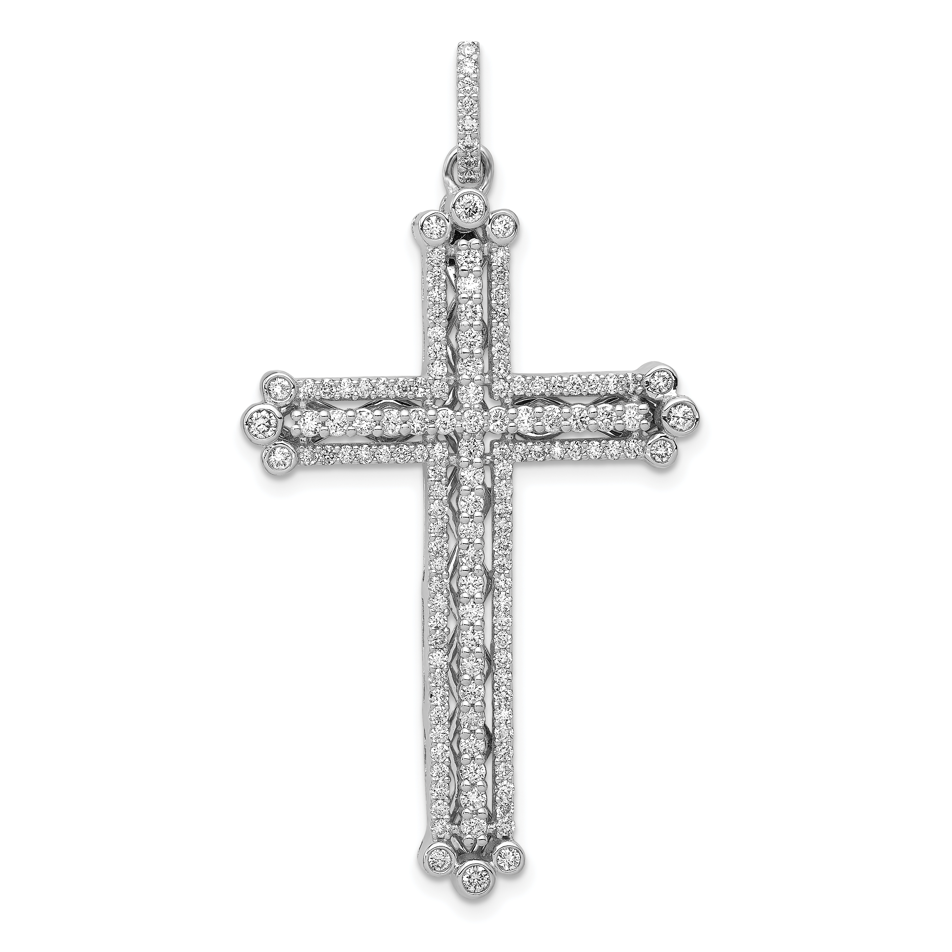 14k White Gold 1ct. Diamond Budded Cross Pendant (PM5127-100-WA)