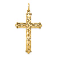 14K Yellow Gold 1 Carat Lab Grown Diamond VS SI+ G+ Complete Budded Fashion Cross Pendant view 3