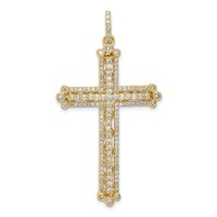 14K Yellow Gold 1 Carat Lab Grown Diamond VS SI+ G+ Complete Budded Fashion Cross Pendant view 1