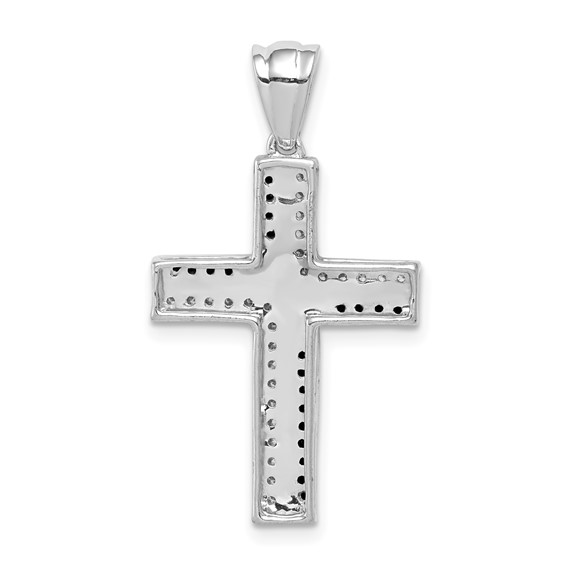 14k White Gold 1/5 carat Black and White Diamond Cross Pendant