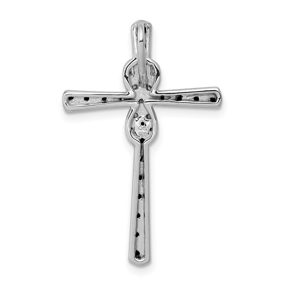 14k White Gold 1/6 carat Black and White Diamond Infinity Cross Chain Slide