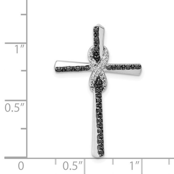 14k White Gold 1/6 carat Black and White Diamond Infinity Cross Chain Slide