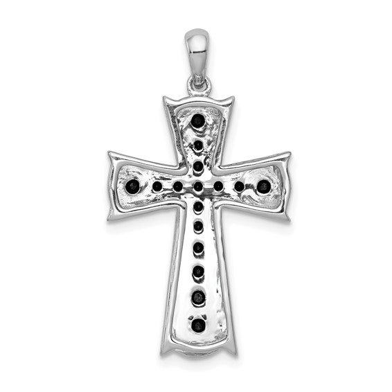14k White Gold 5/8 carat Black Diamond Cross Pendant