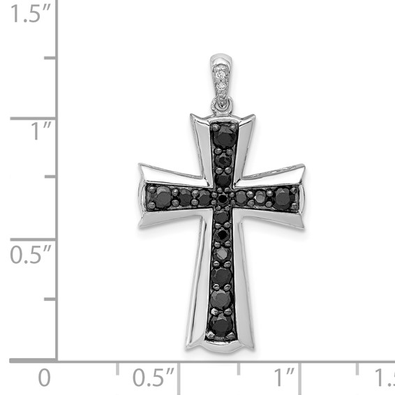 14k White Gold 5/8 carat Black Diamond Cross Pendant