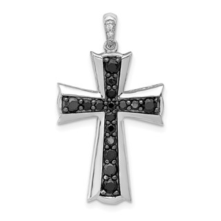 14k White Gold 5/8 carat Black Diamond Cross Pendant