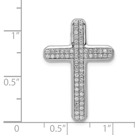 14k White Gold 1/2 carat Diamond Latin Cross Chain Slide