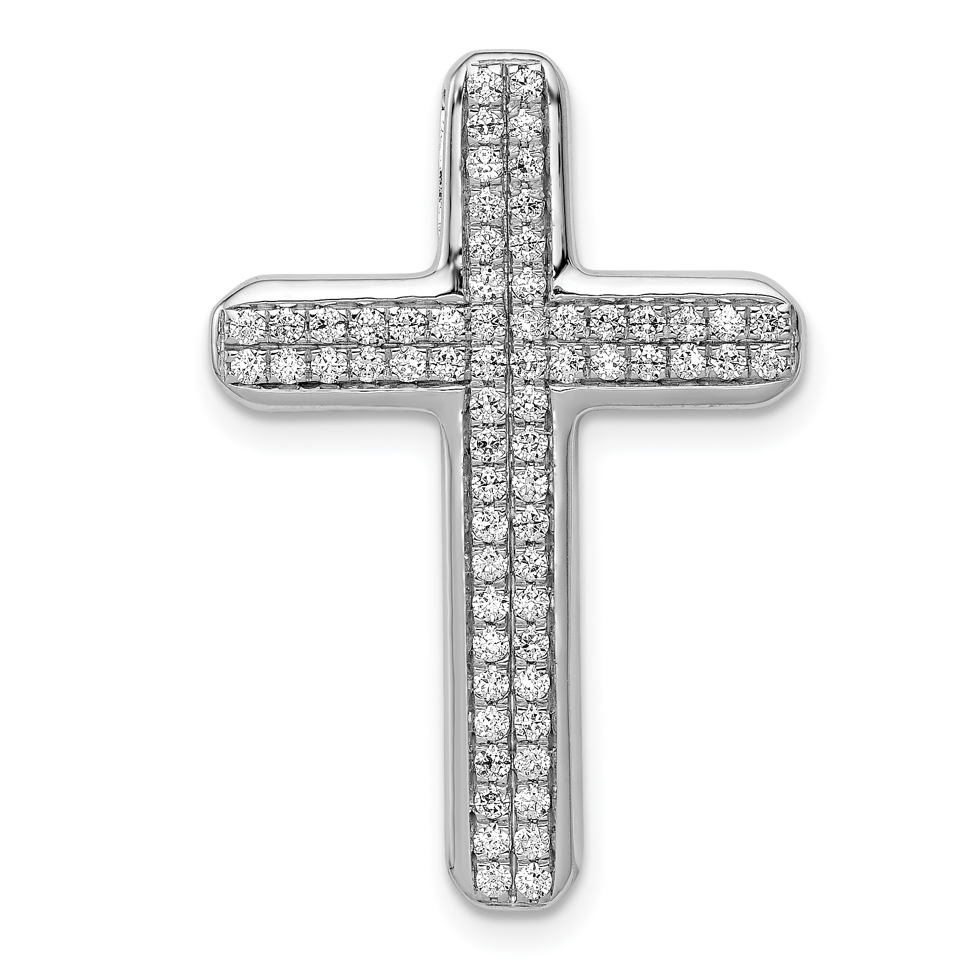 14k White Gold 1/2ct. Diamond Latin Cross Chain Slide (PM5135-050-WA)