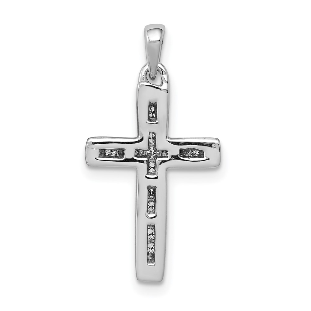 14k White Gold Small 1/10ct. Diamond Cross Pendant (PM5138-010-WA)
