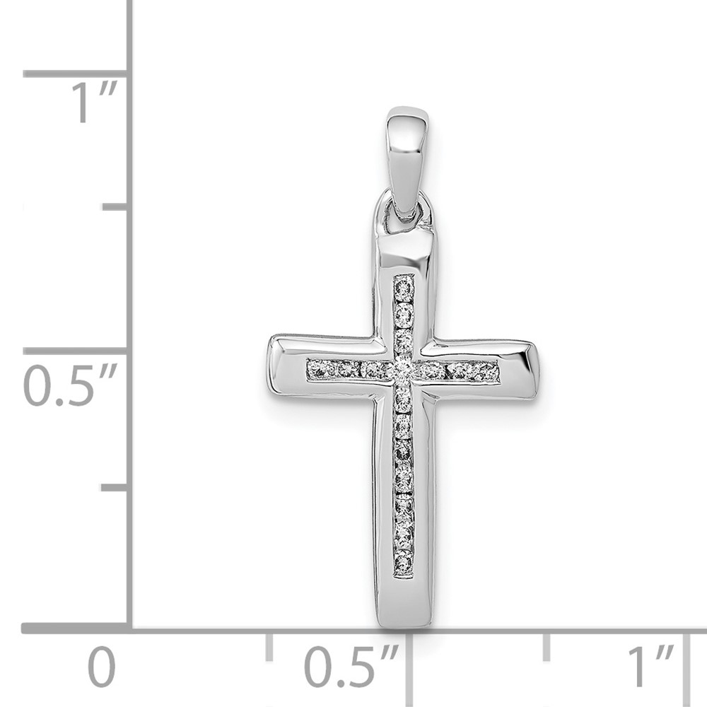 14k White Gold Small 1/10ct. Diamond Cross Pendant (PM5138-010-WA)