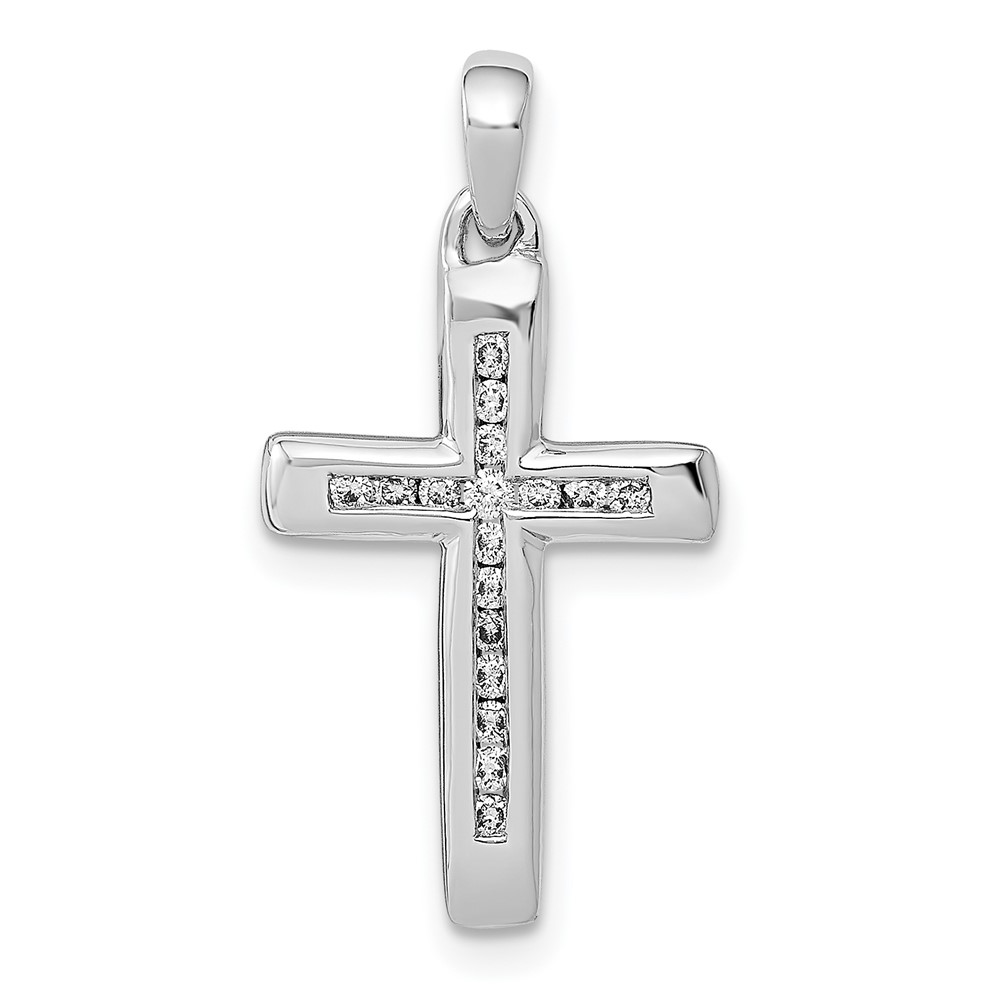 14k White Gold Small 1/10ct. Diamond Cross Pendant (PM5138-010-WA)