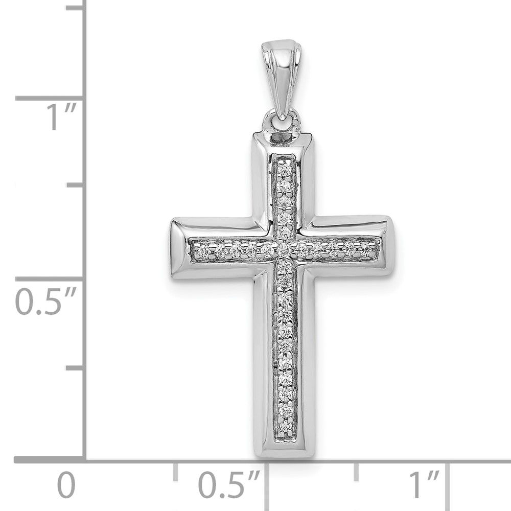 10K White Gold Large 1/10ct. Diamond Cross Pendant (PM5139-010-1WA)