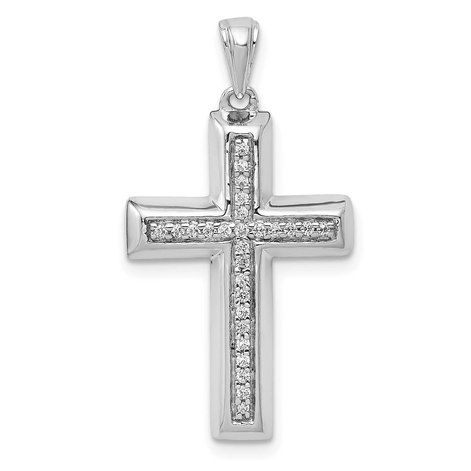 10K White Gold Large 1/10ct. Diamond Cross Pendant (PM5139-010-1WA)