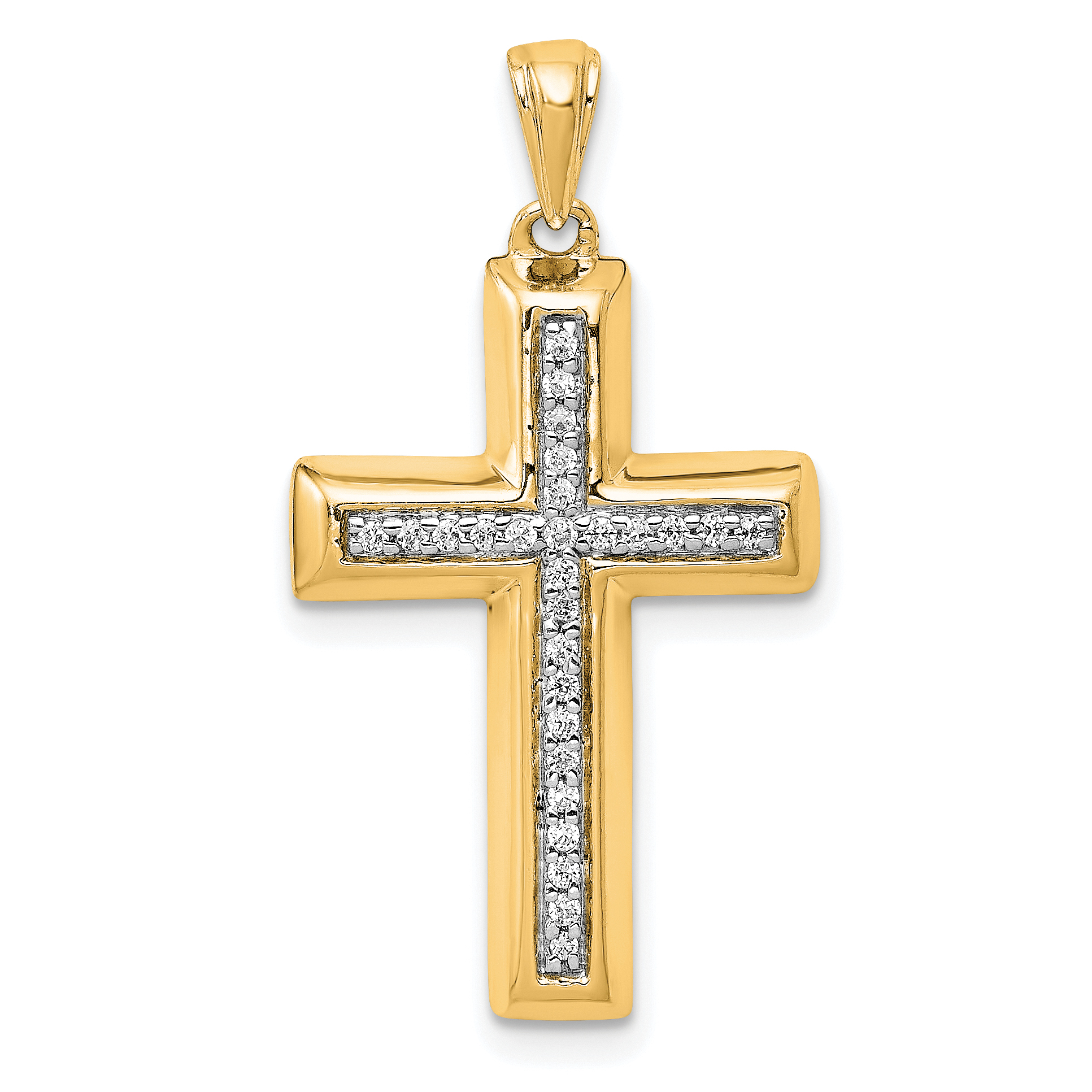 14k Large 1/10ct. Diamond Cross Pendant (PM5139-010-YA)