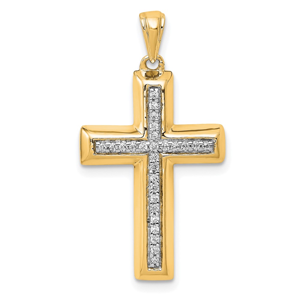 14k Large 1/10ct. Diamond Cross Pendant (PM5139-010-YA)