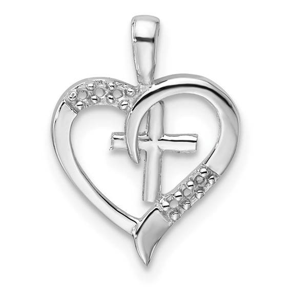 Diamond Heart Cross Pendants
